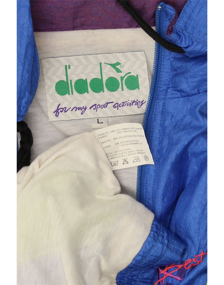 Diadora masculino gráfico oversized agasalho jaqueta grande bloco colorido azul