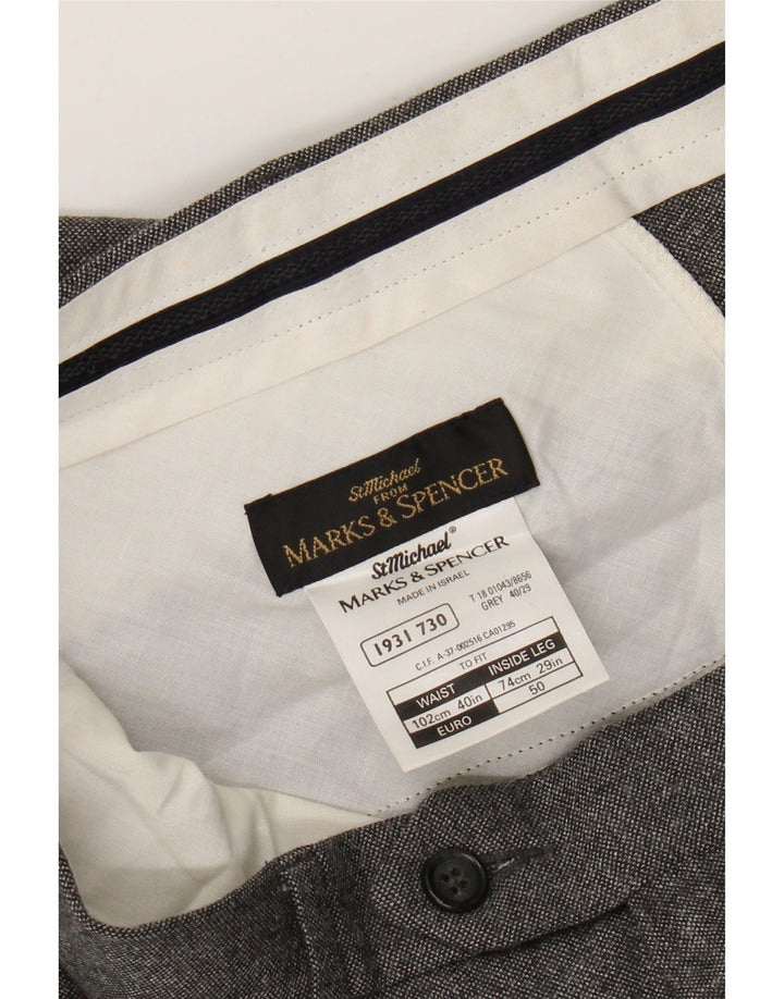 Calça masculina Marks & Spencer St. Michael Straight Suit W40 L29 Lã Cinza