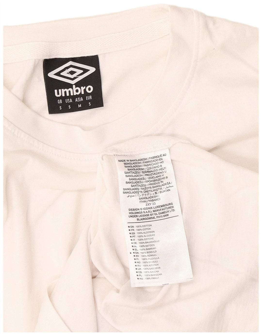 Umbro Camiseta Masculina Top Pequeno Algodão Branco