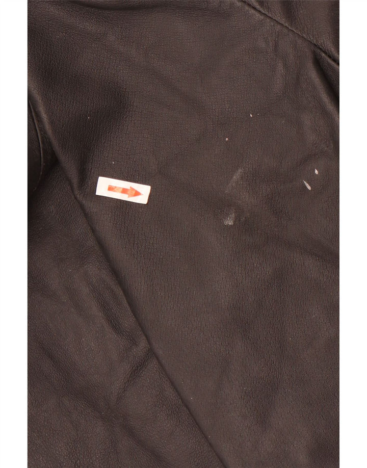 Jaqueta blazer masculina vintage de couro com 3 botões Reino Unido 38 couro preto médio