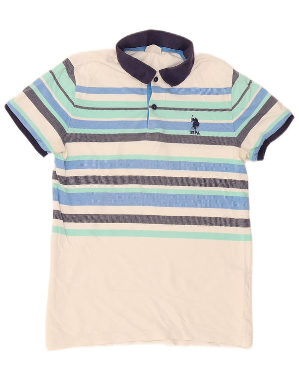 US Polo Assn. Camisa polo masculina XS algodão listrado branco