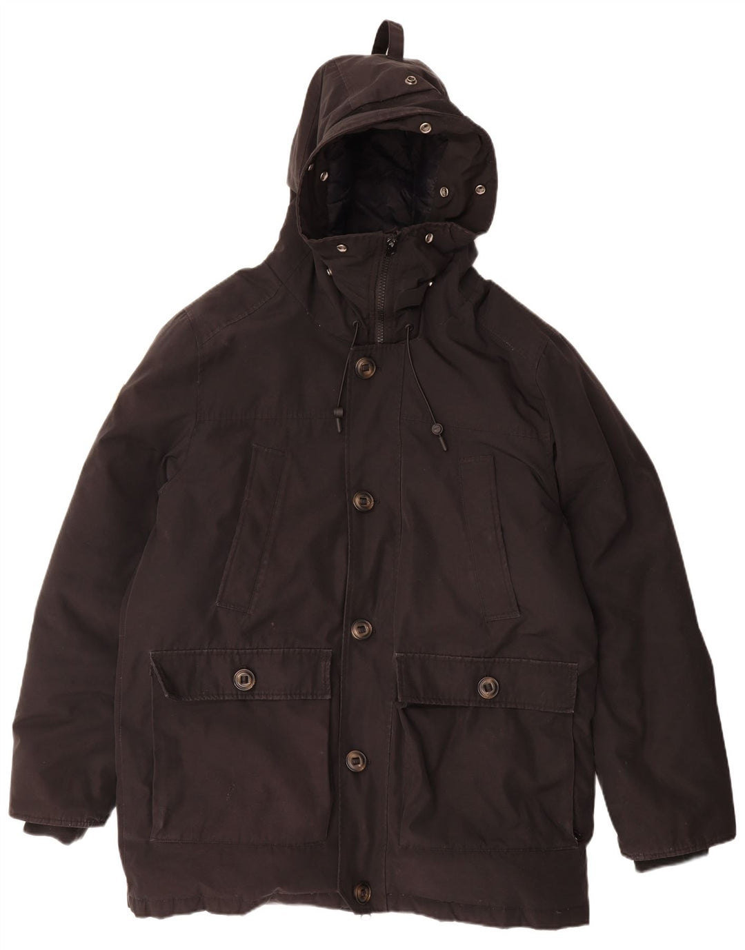 Casaco acolchoado com capuz masculino Superdry UK 44 2XL poliéster preto