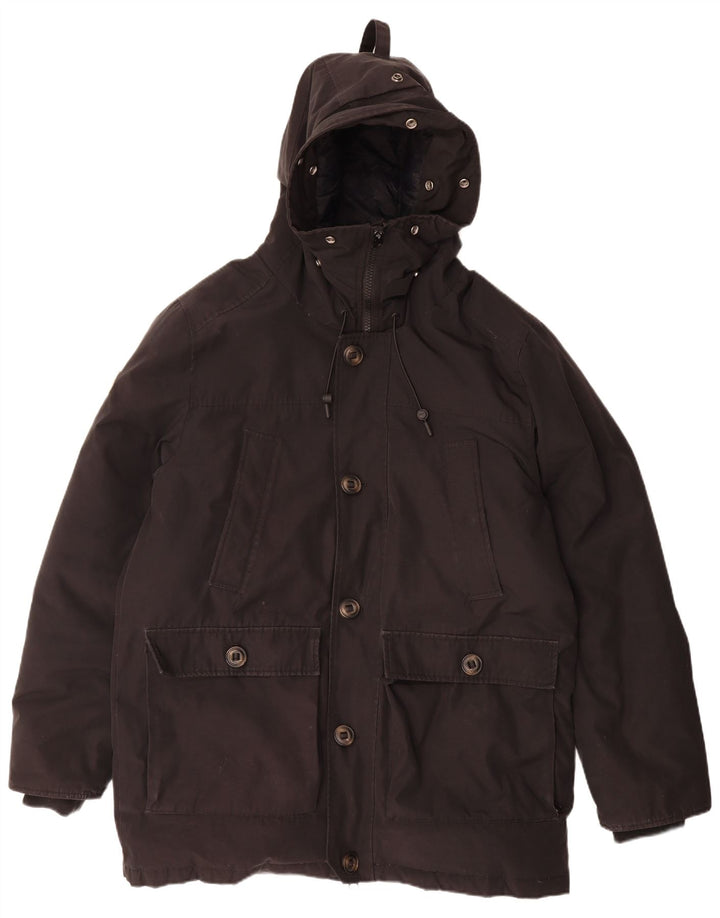 Casaco acolchoado com capuz masculino Superdry UK 44 2XL poliéster preto