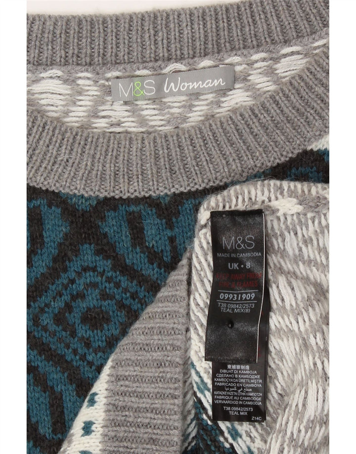 Marks & Spencer Regata Feminina Oversized Colete Reino Unido 8 Pequena Cinza Geométrica