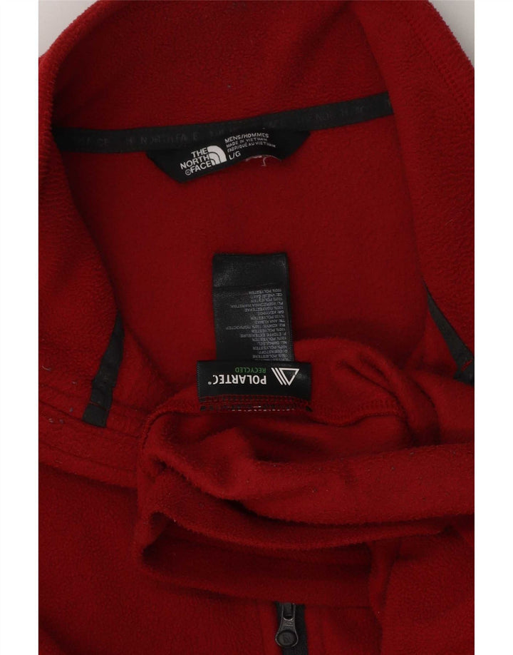 Suéter de lã masculino The North Face com zíper e gola grande poliéster vermelho
