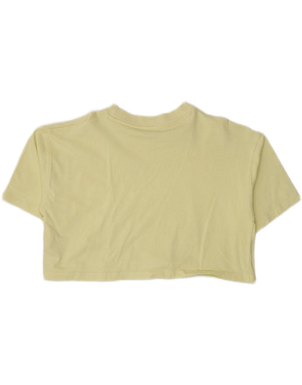 Zara Camiseta Feminina Crop Oversized Top UK 10 Pequeno Algodão Amarelo