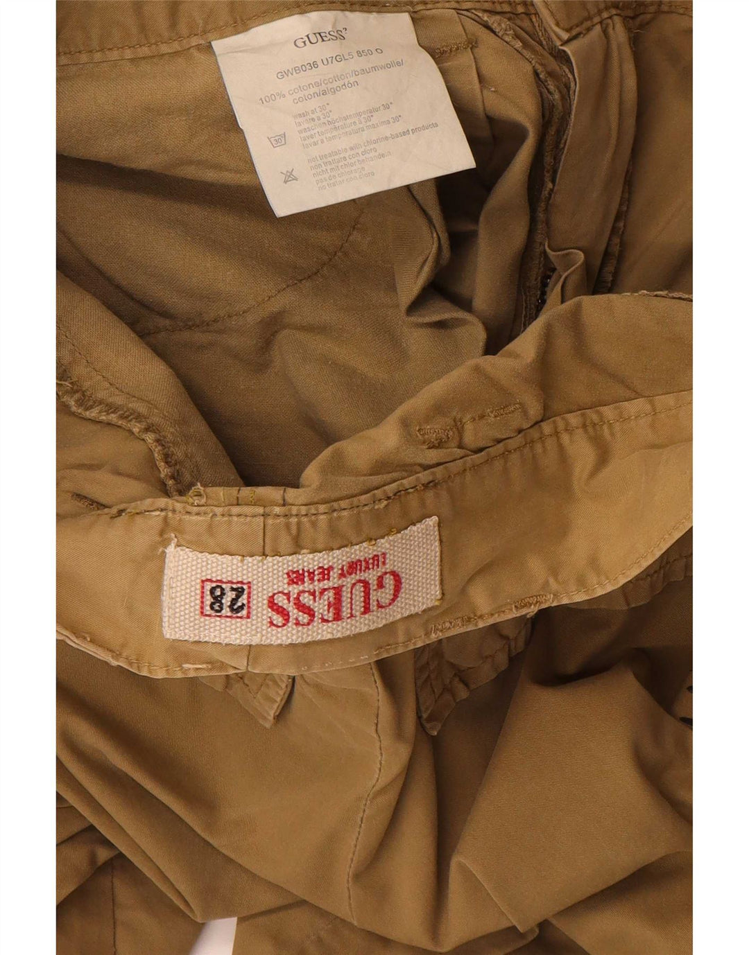 Guess Shorts masculinos casuais médio W28 algodão cáqui