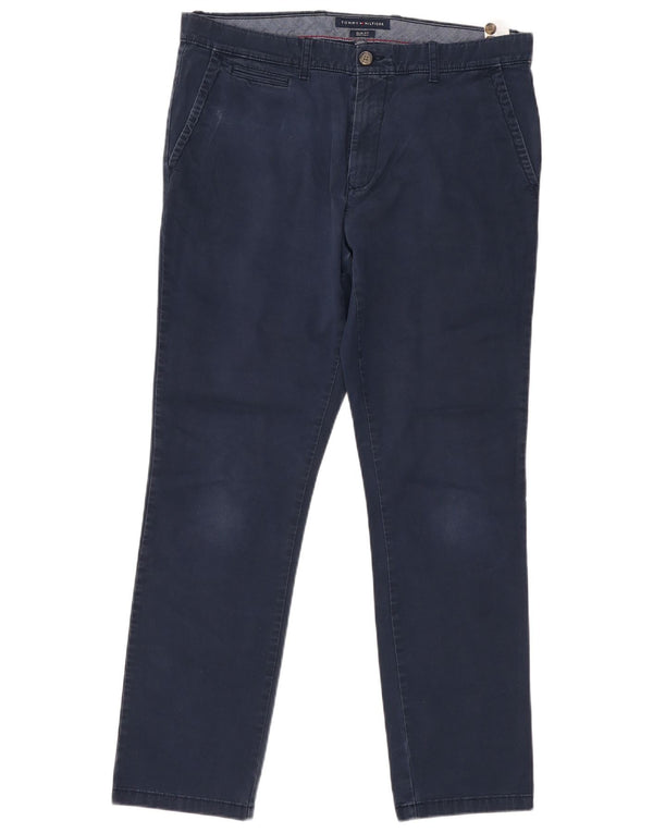 Tommy Hilfiger Mens Slim Fit Chino Calças W36 L32 Azul Marinho Algodão