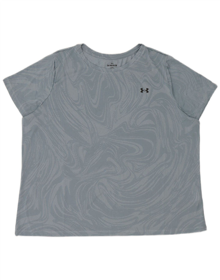 Camiseta feminina Under Armour Top 2XL poliéster geométrico azul