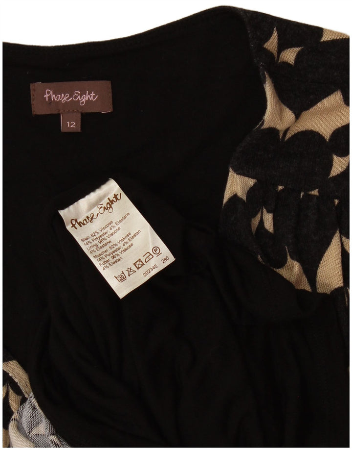 Vestido feminino com bainha com padrão abstrato Phase Eight Reino Unido 12 médio preto