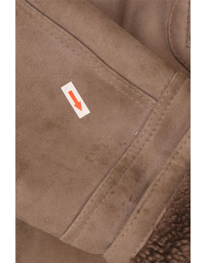 Casaco feminino vintage de corte grande IT 46 Shearling cinza grande