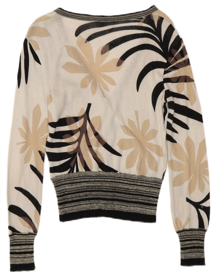 Suéter cardigã feminino ICEBERG UK 6 XS algodão floral branco