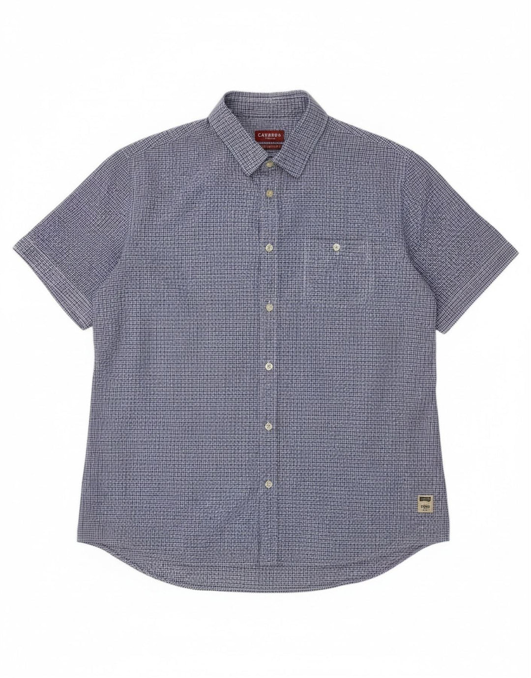 Camisa masculina Carrera manga curta regular fit XL azul algodão guingão