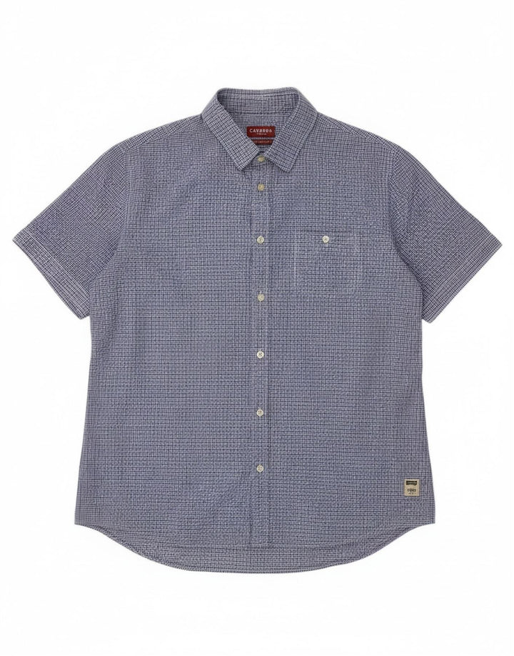 Camisa masculina Carrera manga curta regular fit XL azul algodão guingão