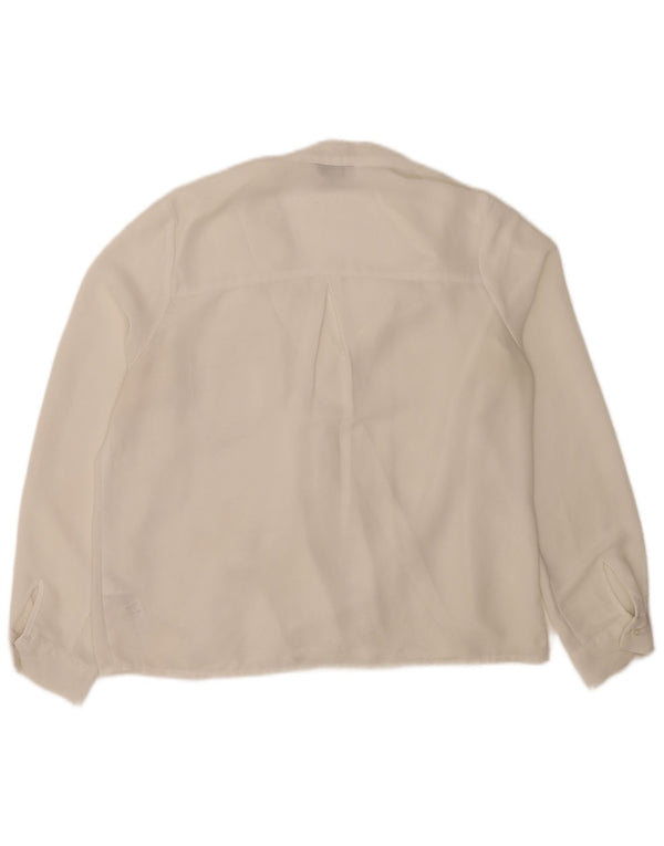 Blusa feminina de manga comprida Topshop UK 12 poliéster branco médio