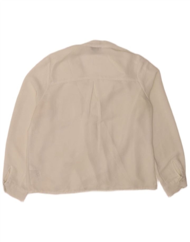 Blusa feminina de manga comprida Topshop UK 12 poliéster branco médio