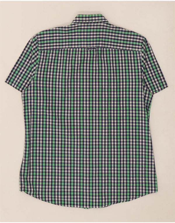 CREW CLOTHING Camisa masculina de manga curta média algodão guingão multicolorido