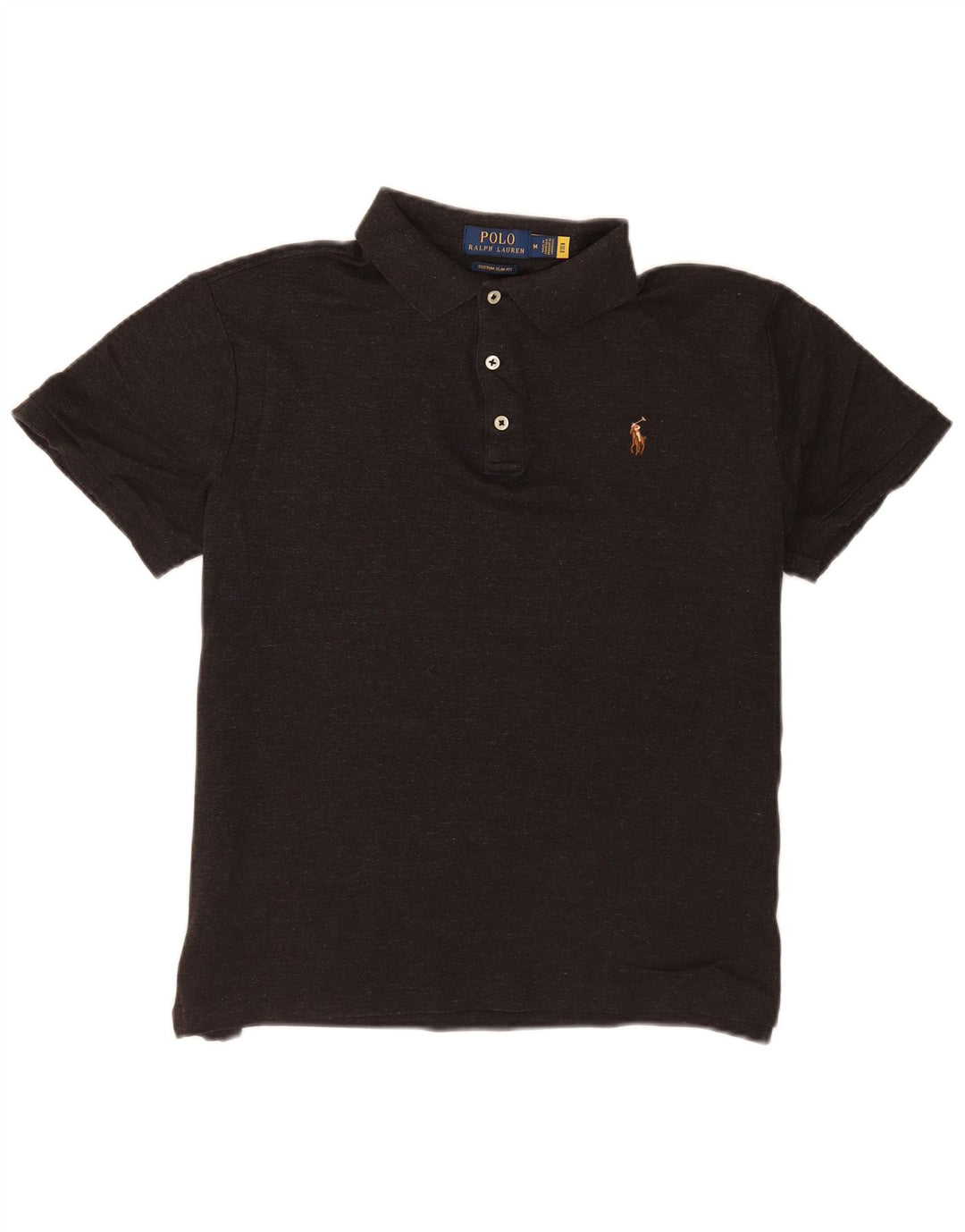 Camisa polo Ralph Lauren masculina personalizada Slim Fit algodão cinza médio