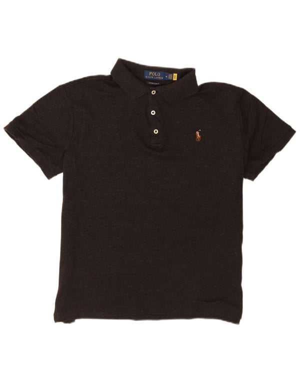 Camisa polo Ralph Lauren masculina personalizada Slim Fit algodão cinza médio