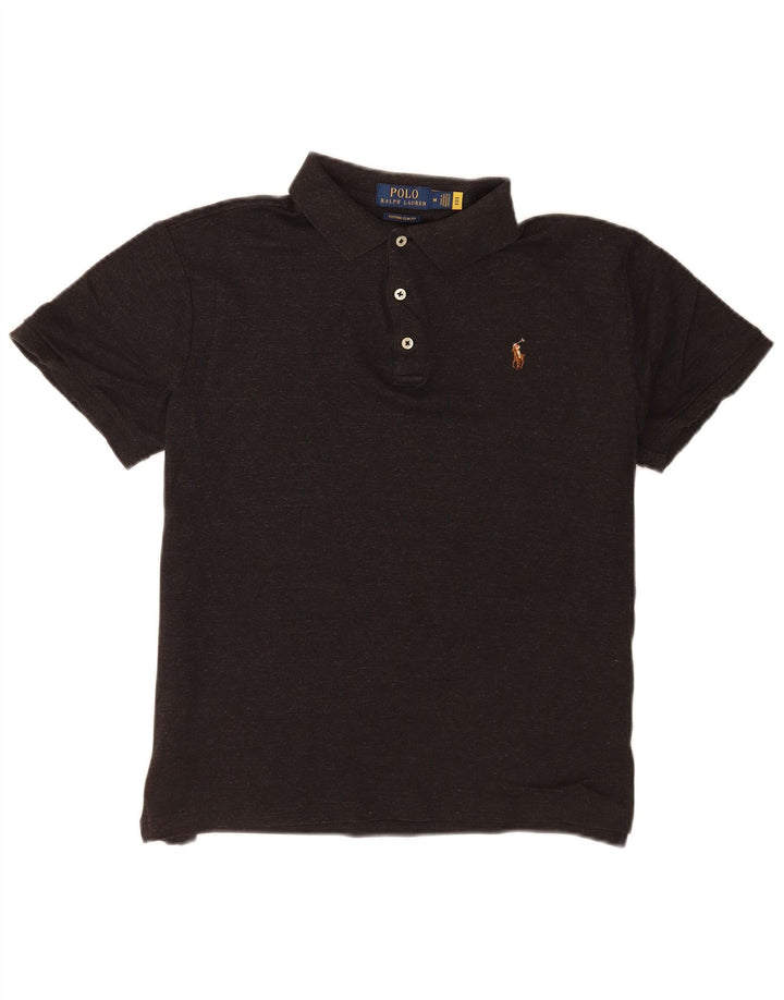 Camisa polo Ralph Lauren masculina personalizada Slim Fit algodão cinza médio