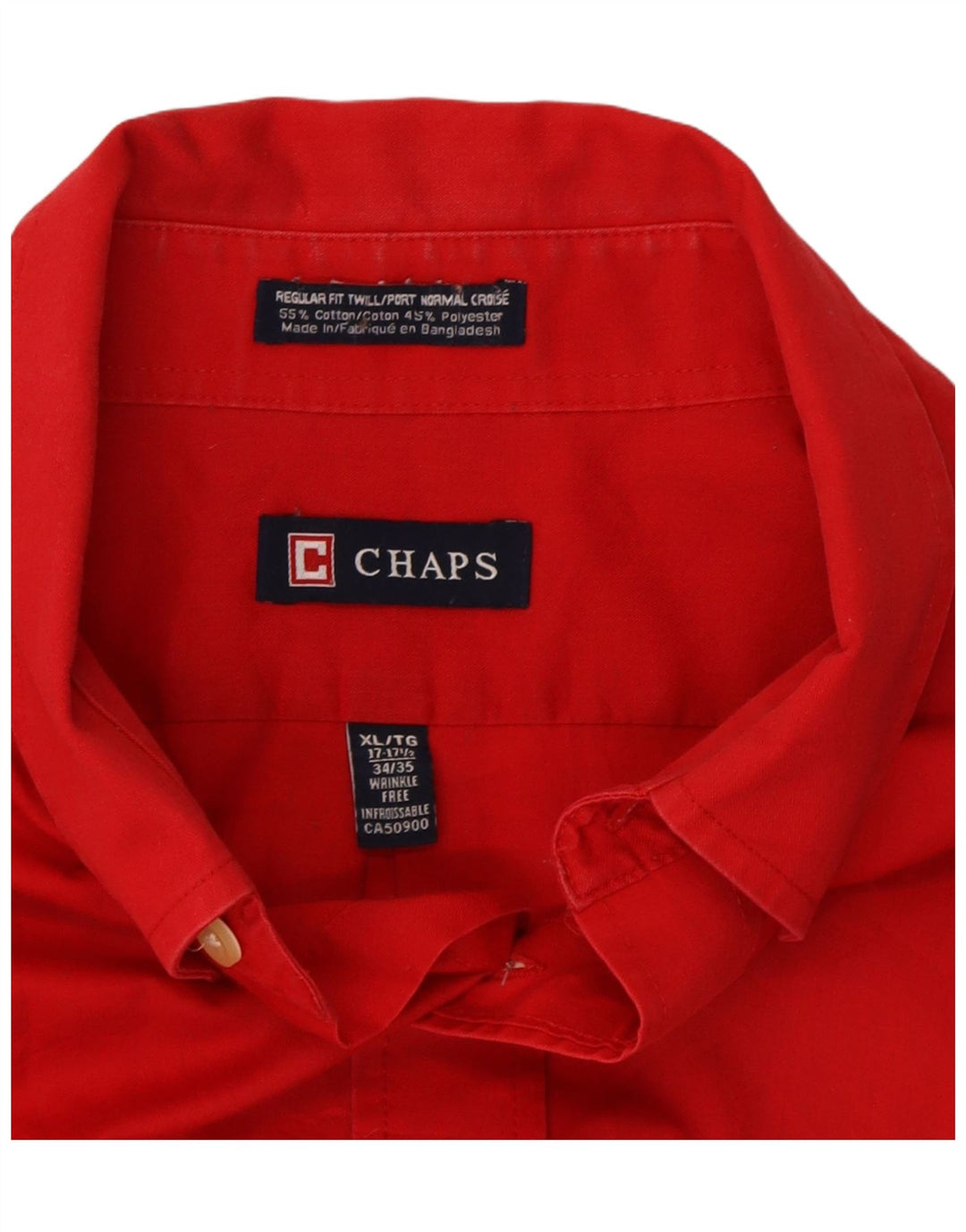 Camisa masculina de ajuste regular CHAPS tamanho 17 1/2 XL algodão vermelho