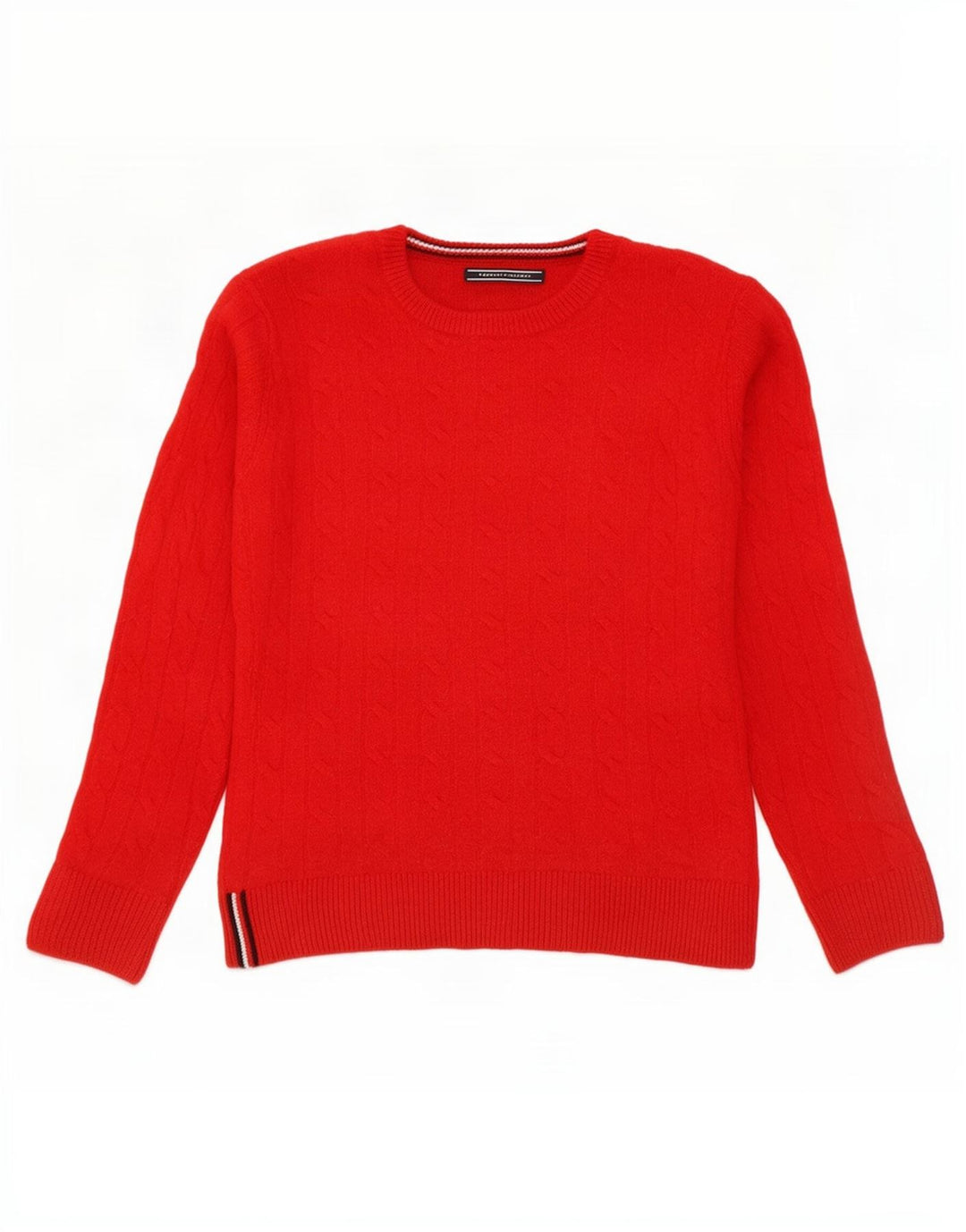 Suéter feminino Tommy Hilfiger com gola redonda e lã vermelha média 14