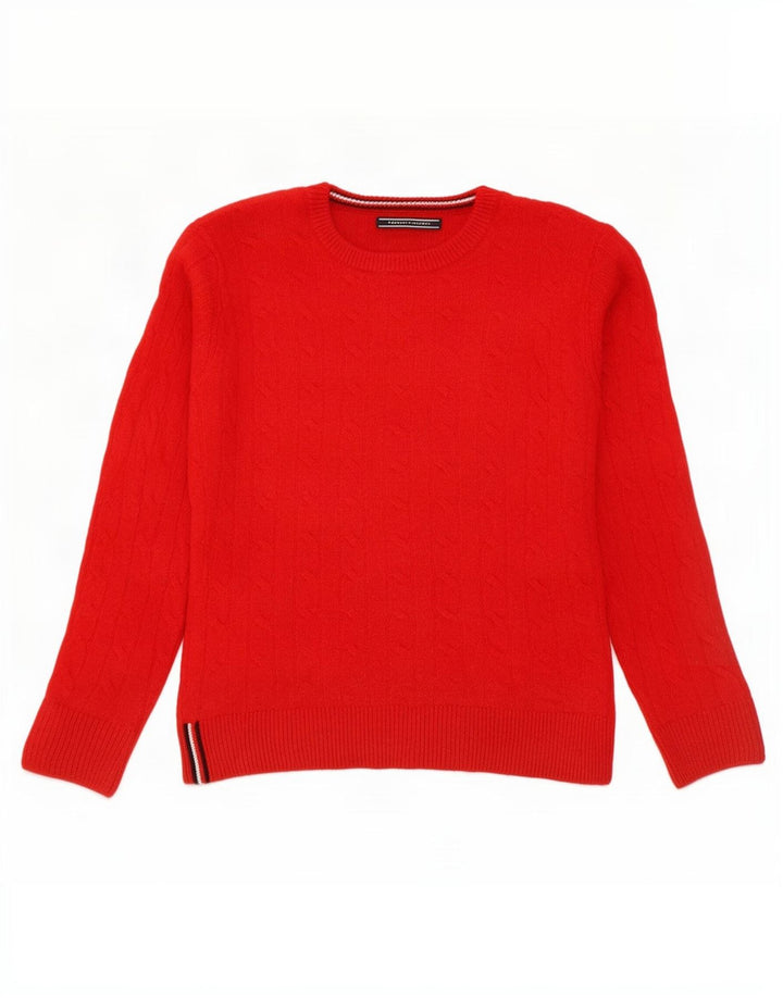 Suéter feminino Tommy Hilfiger com gola redonda e lã vermelha média 14