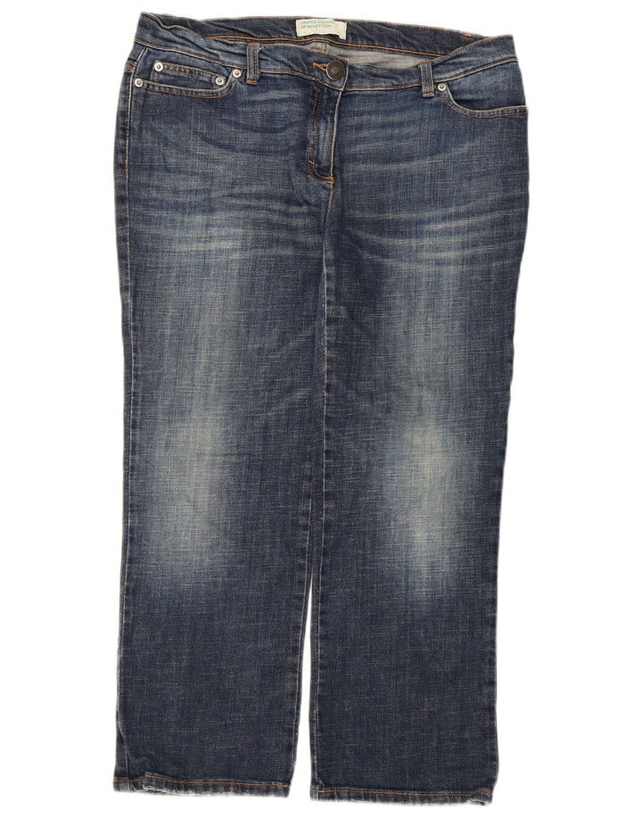Jeans recortados femininos Benetton W34 L25 azul