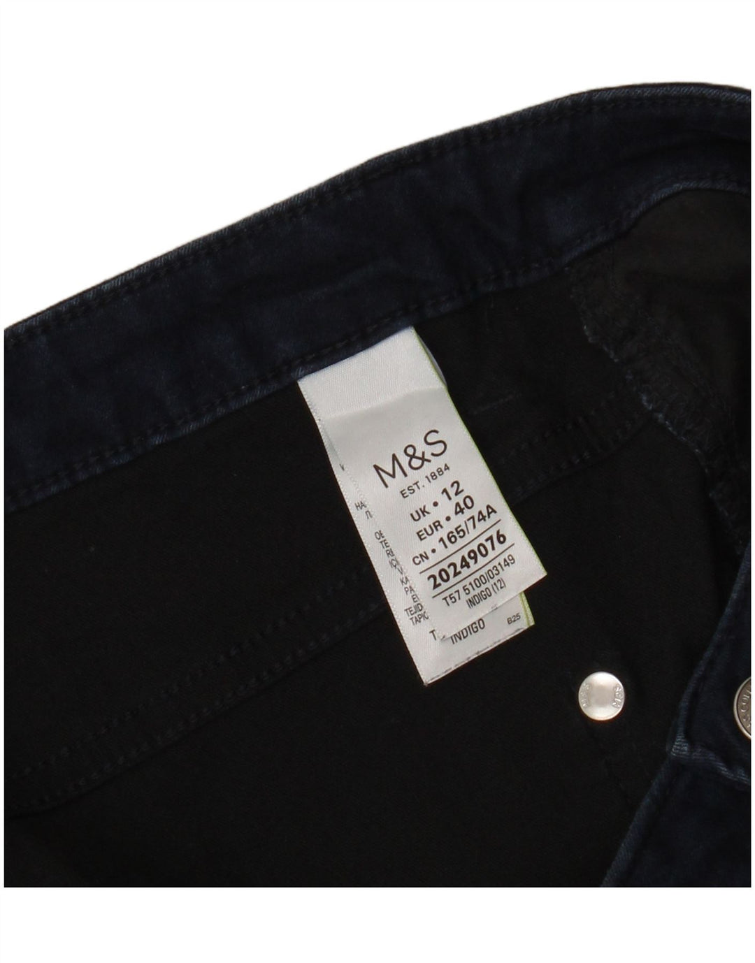 Calça jeans feminina Marks & Spencer UK 12 médio W32 L21 algodão azul marinho