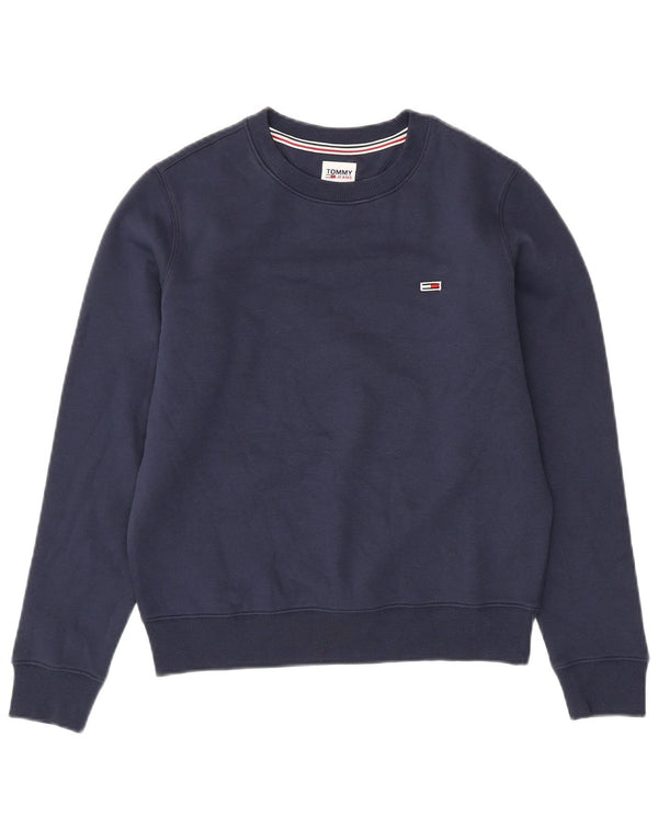 TOMMY HILFIGER Womens Oversized Sweatshirt Jumper UK 6 XS Navy Blue Cotton
