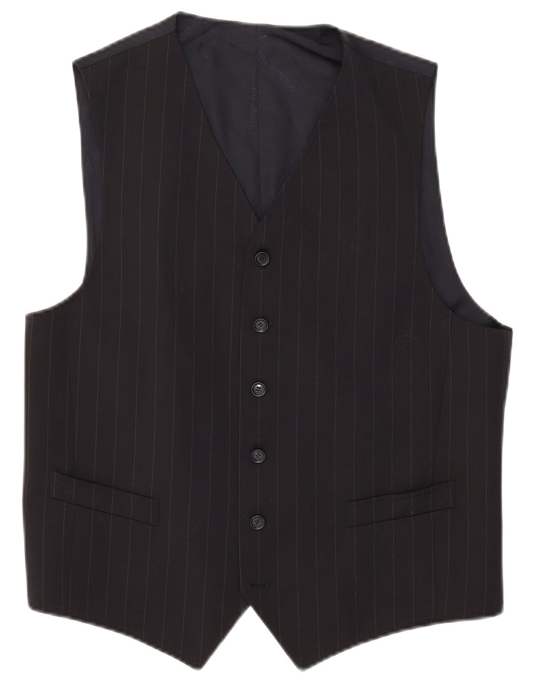 Colete masculino Dolce & Gabbana IT 52 grande lã listrada azul marinho