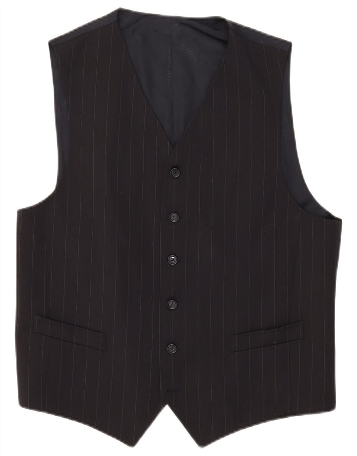 Colete masculino Dolce & Gabbana IT 52 grande lã listrada azul marinho