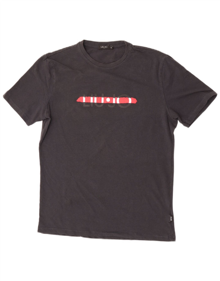 Liu Jo Camiseta masculina gráfica Top médio preto