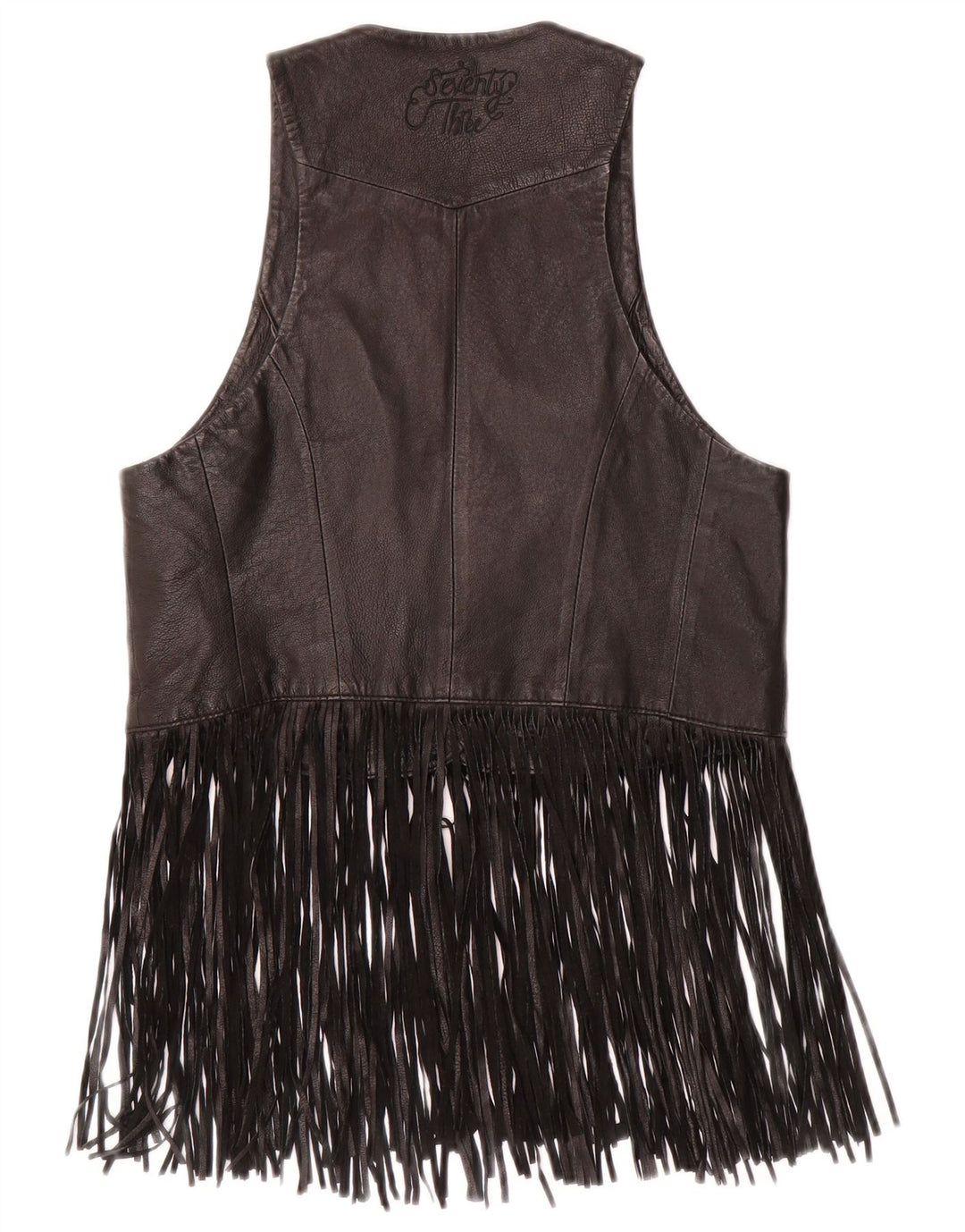 Colete de couro feminino PEPE JEANS UK 10 pequeno cowboy de couro preto