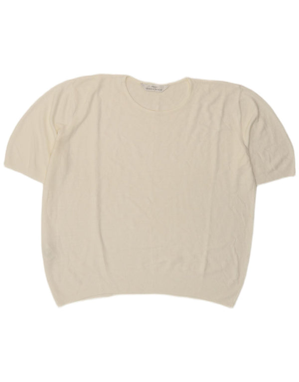 Blusa feminina de manga curta Marks & Spencer UK 20 2XL acrílico branco