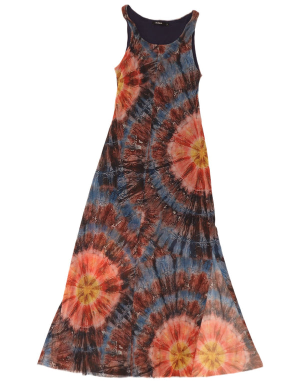 Vestido maxi feminino sem mangas Desigual UK 12 médio multicolorido tie-dye