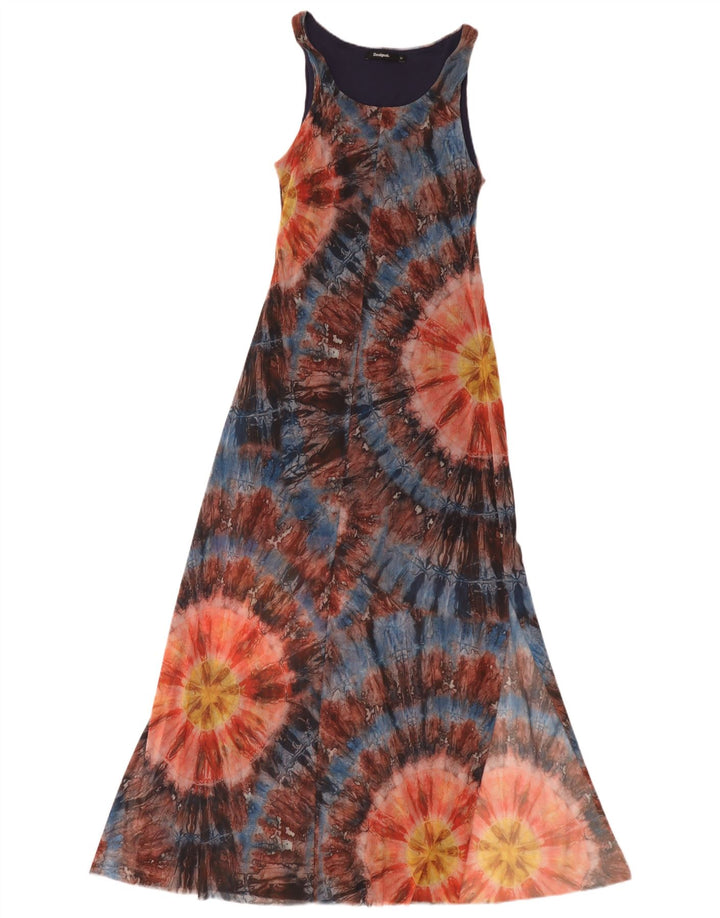 Vestido maxi feminino sem mangas Desigual UK 12 médio multicolorido tie-dye