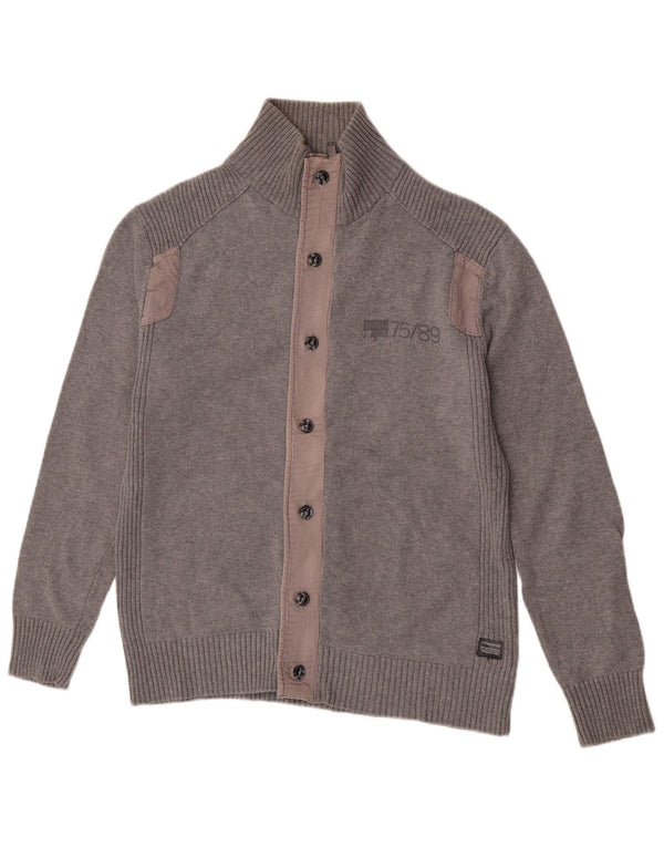 Suéter cardigã masculino Jack & Jones grande algodão cinza