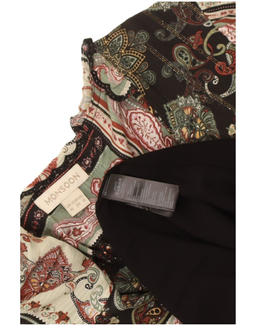 Vestido maxi feminino Monsoon manga 3/4 Reino Unido 10 pequenos retalhos multicoloridos