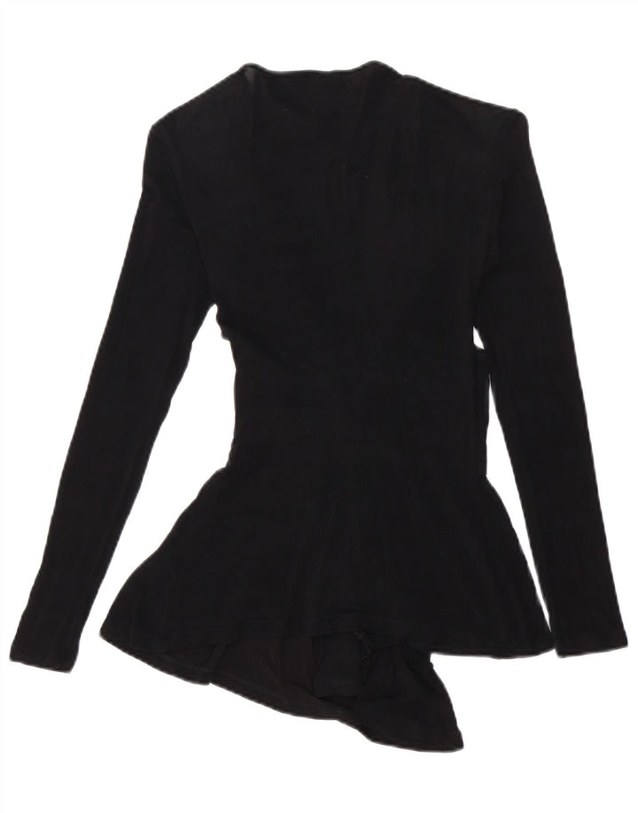 Blusa feminina Elisabetta Franchi de manga comprida IT 40 pequena preta Cupro