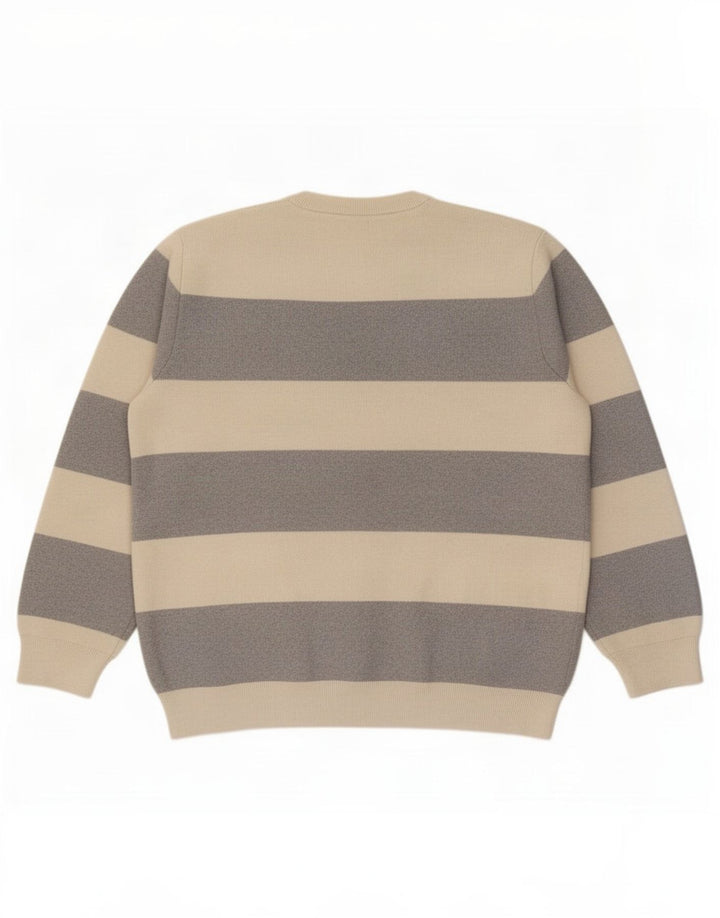 Suéter masculino Marks & Spencer com gola redonda XL poliéster listrado bege