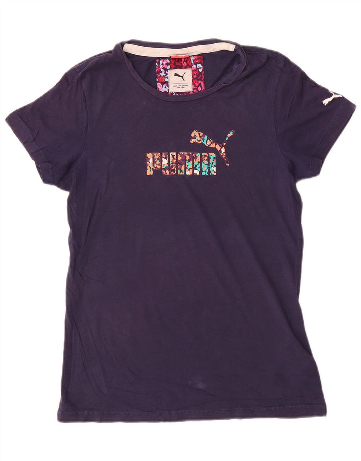 Camiseta feminina Puma Graphic UK 12 médio algodão azul marinho