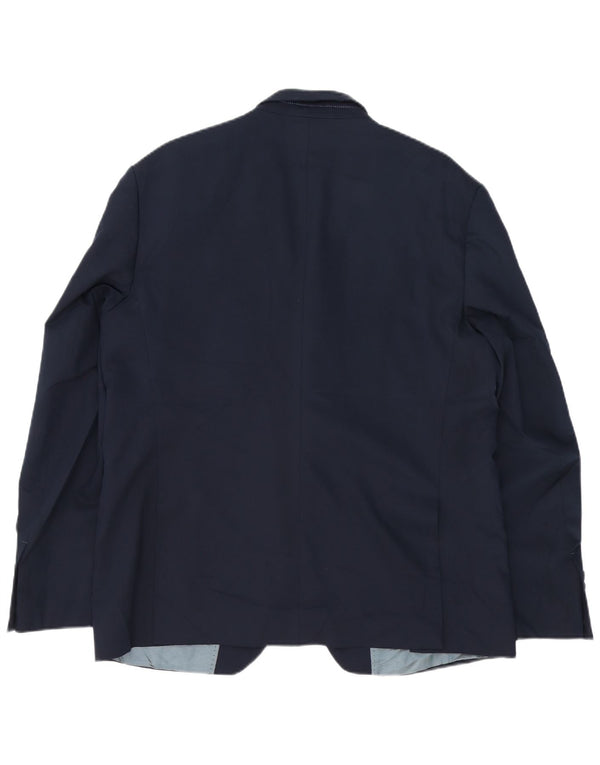Jaqueta blazer masculina Zara com 2 botões EU 56 XL azul marinho viscose