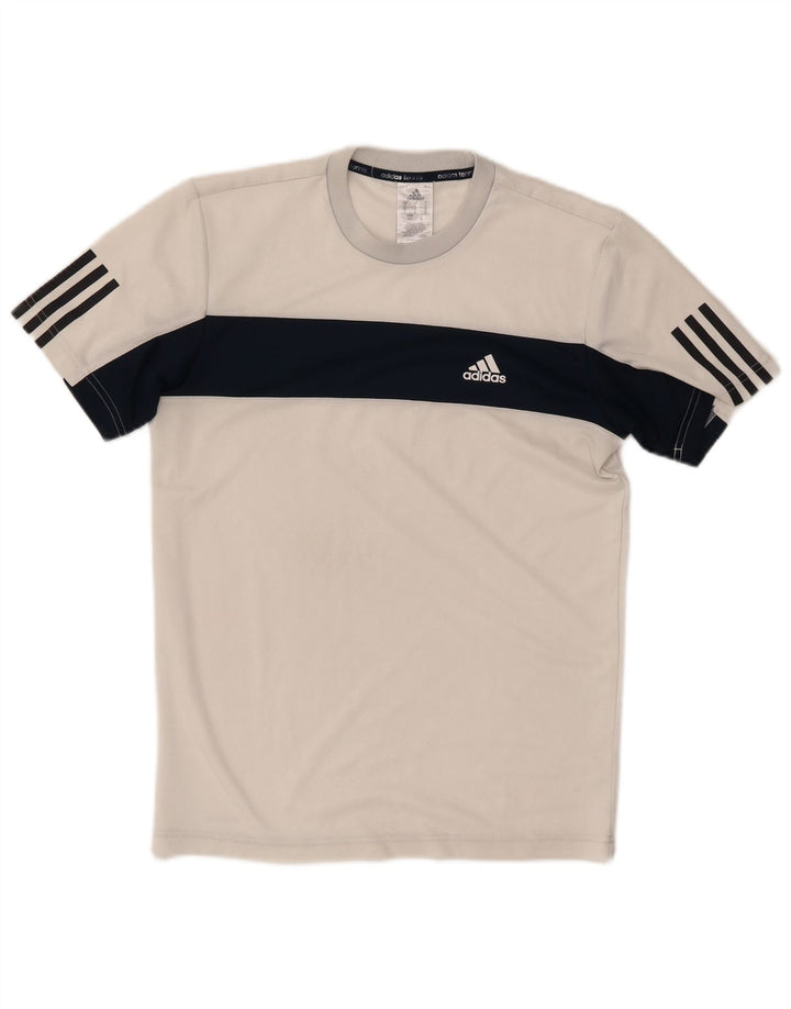 ADIDAS Mens Tennis Camiseta Top Pequeno Branco Colourblock Poliéster
