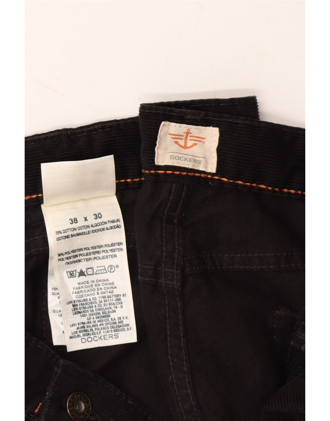 DOCKERS Mens Straight Casual Trousers W38 L27 Black Cotton Vintage Dockers and Second-Hand Dockers from Messina Hembry 