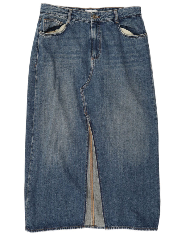 Zara Saia jeans feminina de cintura alta grande W30 azul