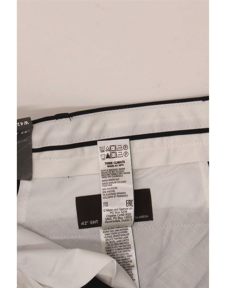 Calça chino masculina Marks & Spencer W42 L29 poliéster azul marinho