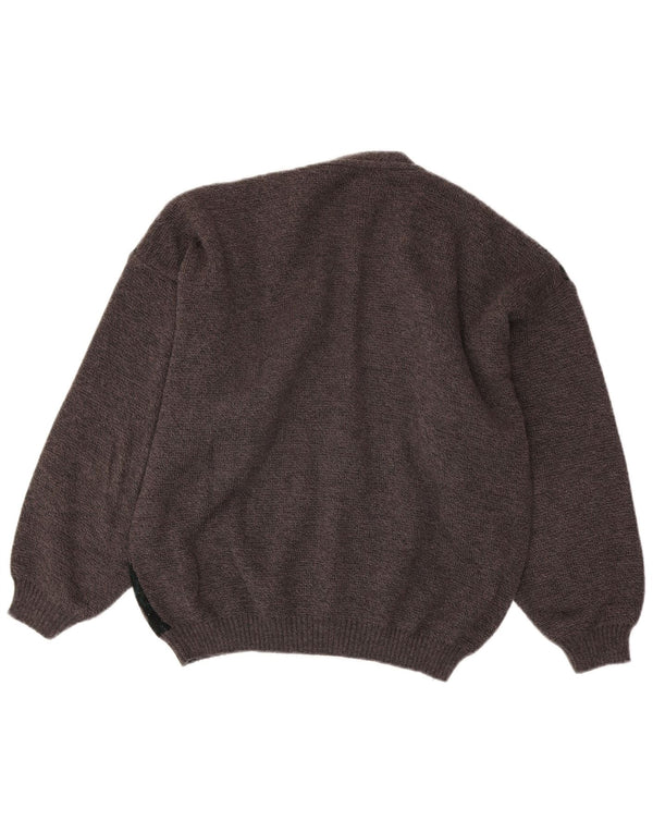 Suéter cardigã masculino VINTAGE cinza médio Argyle/acrílico diamante