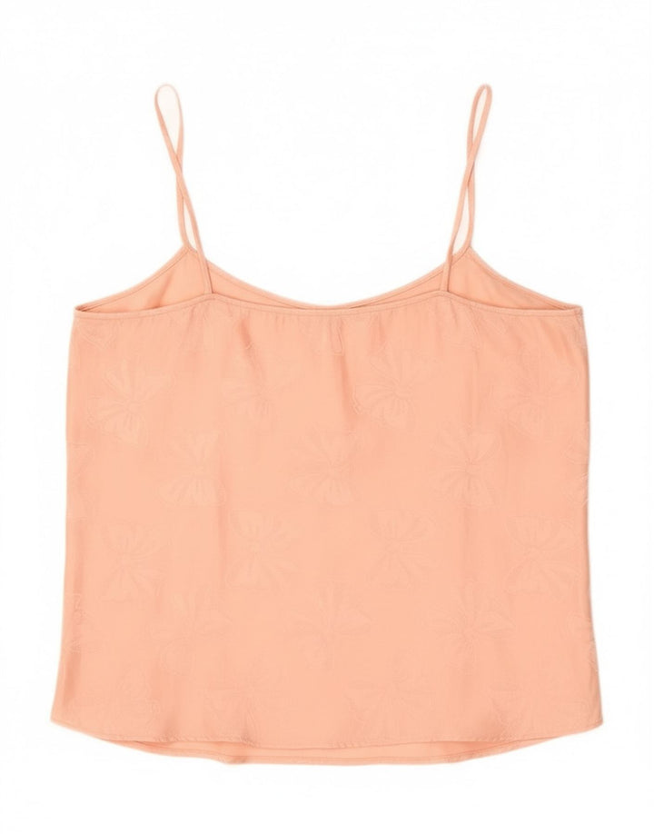 Top cami feminino vintage UK 16 grande rosa floral