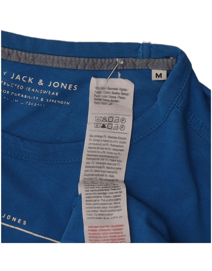 Camiseta gráfica masculina Jack & Jones Top médio algodão azul